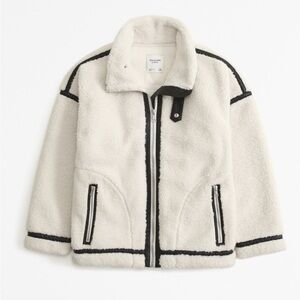Abercrombie Contrast Trim Sherpa Aviator Jacket- NWT large cream